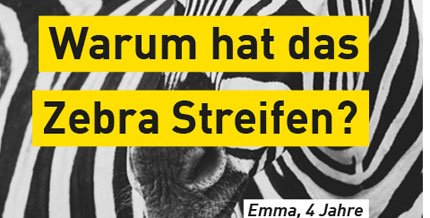 Plakatmotiv "Warum hat das Zebra Streifen?"