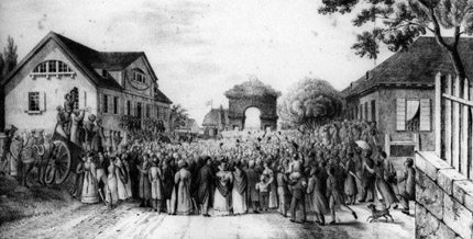 Der Besuch König Ludwig I. von Bayern und seiner Gemahlin Therese in der Rheinschanze, 1829